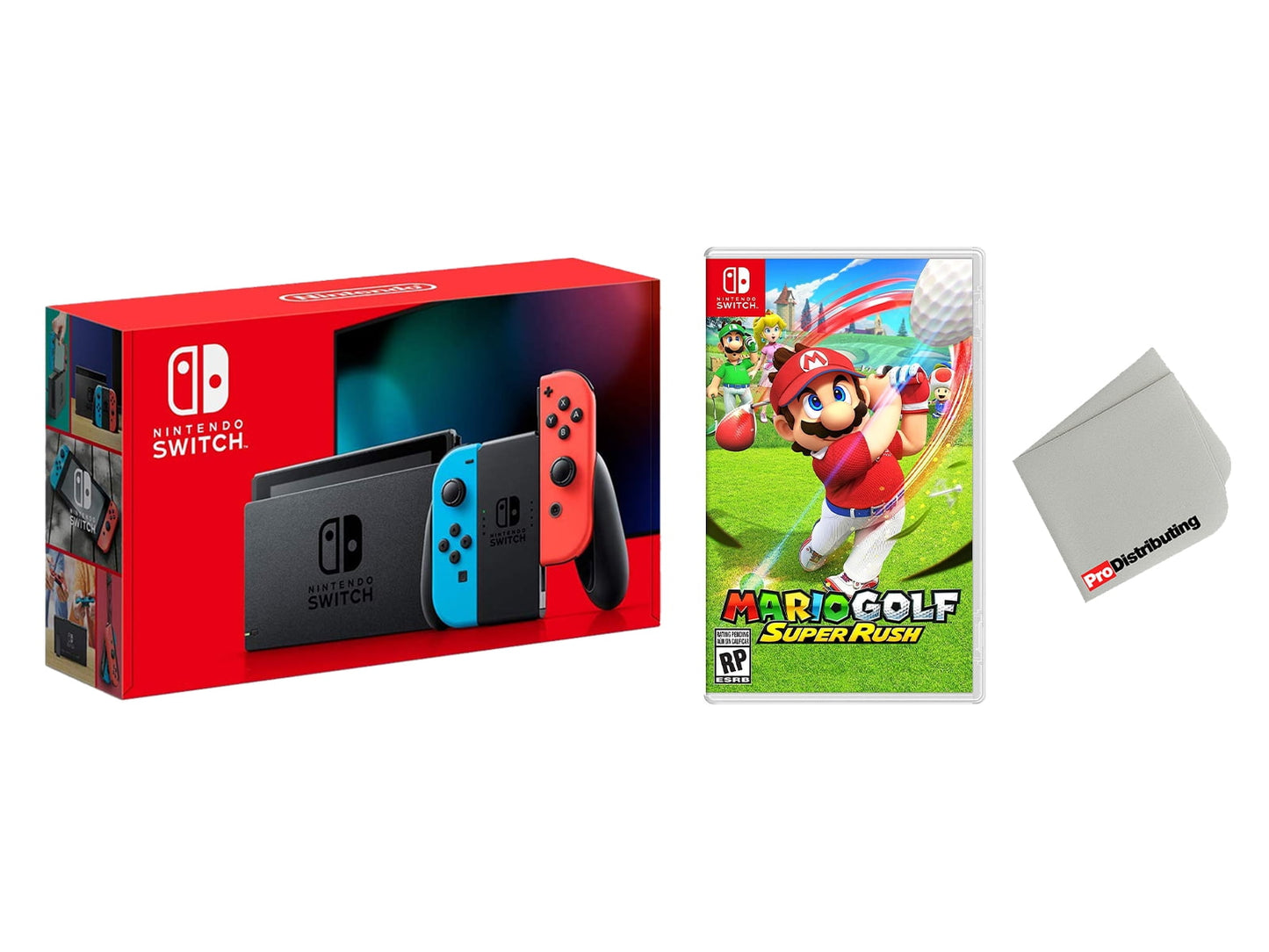 Nintendo Switch 32GB Console Neon Joy-Con Bundle with Mario Strikers Battle League Game - Import with US Plug