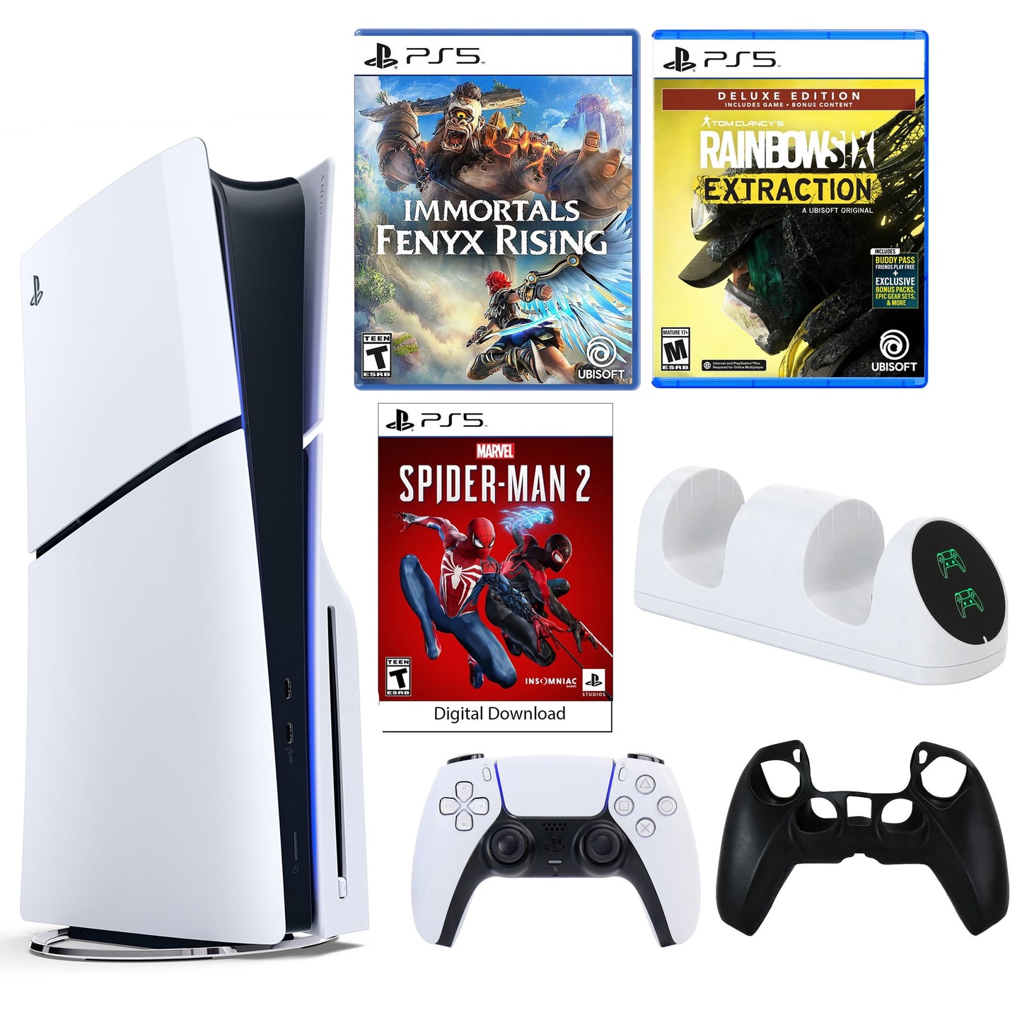 Sony PlayStation 5 Slim Spider Man 2 Slim Console with 2 Games and Accessories
